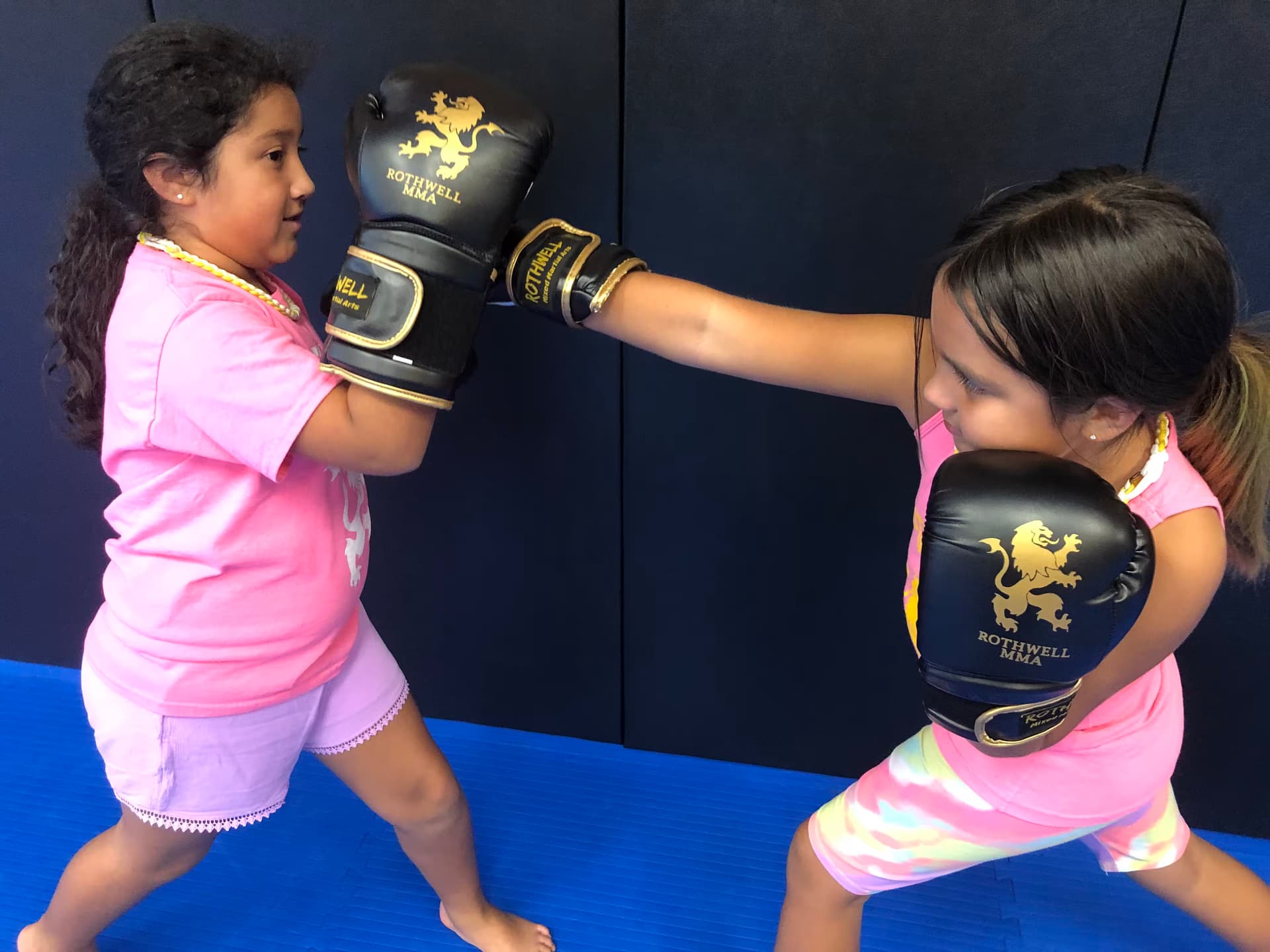 A youth kickboxing class